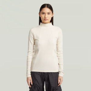 A-Line Slim Rib Mock T-Shirt - White - Women, T-Shirts, G-Star RAW catalog