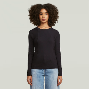 A-Line Slim Rib T-Shirt - Black - Women, T-Shirts, G-Star RAW catalog