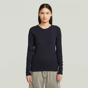 A-Line Slim Rib T-Shirt - Dark blue - Women, T-Shirts, G-Star RAW catalog