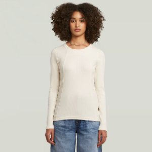 A-Line Slim Rib T-Shirt - White - Women, T-Shirts, G-Star RAW catalog