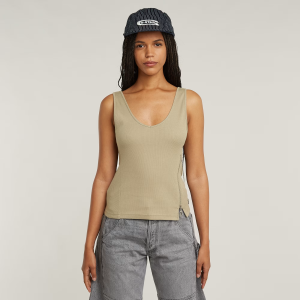 Asymmetrical Zip Slim Tank Top - Beige - Women, T-Shirts, G-Star RAW catalog