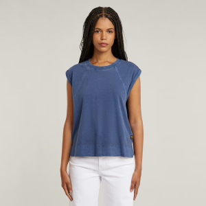 Back Zip Overdyed Top - Medium blue - Women, T-Shirts, G-Star RAW catalog
