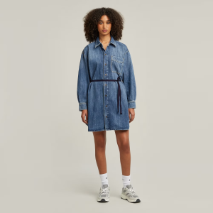 Belted Oversized Denim Dress - Medium blue - Women, Dresses, G-Star RAW catalog
