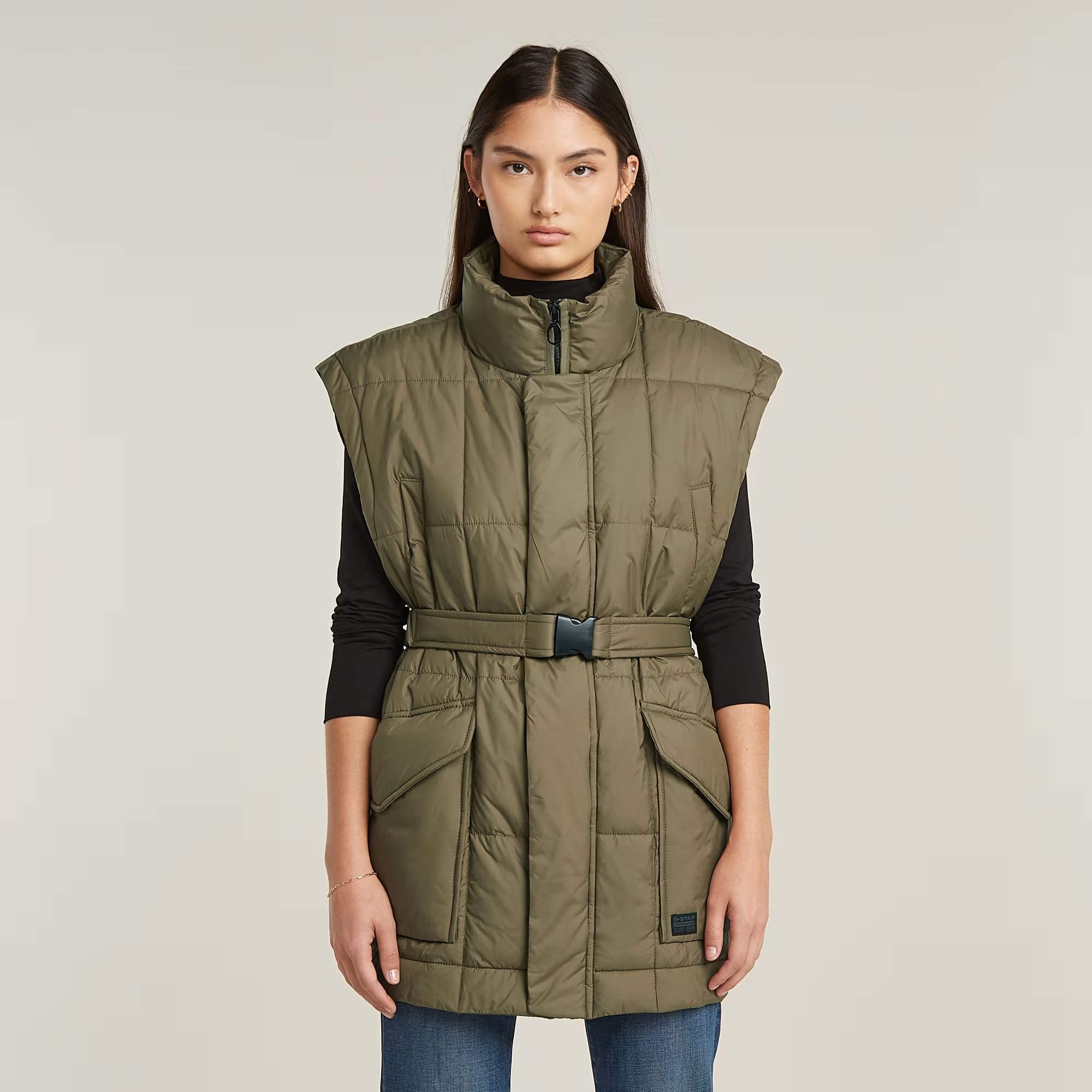 Belted Padded Vest - Green - Women, Jackets and Blazers, G-Star RAW catalog