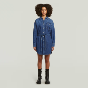 Belted Shirt Dress - Dark blue - Women, Dresses, G-Star RAW catalog