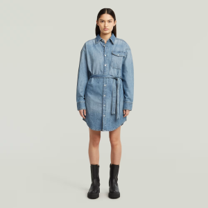 Belted Shirt Dress - Medium blue - Women, Dresses, G-Star RAW catalog