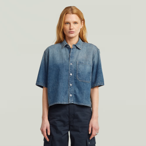 Boxy Relaxed 1-pocket Shirt - antique faded cyclone - Women, Shirts, G-Star RAW catalog