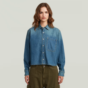 Boxy Relaxed One-Pocket Shirt - Medium blue - Women, Shirts, G-Star RAW catalog