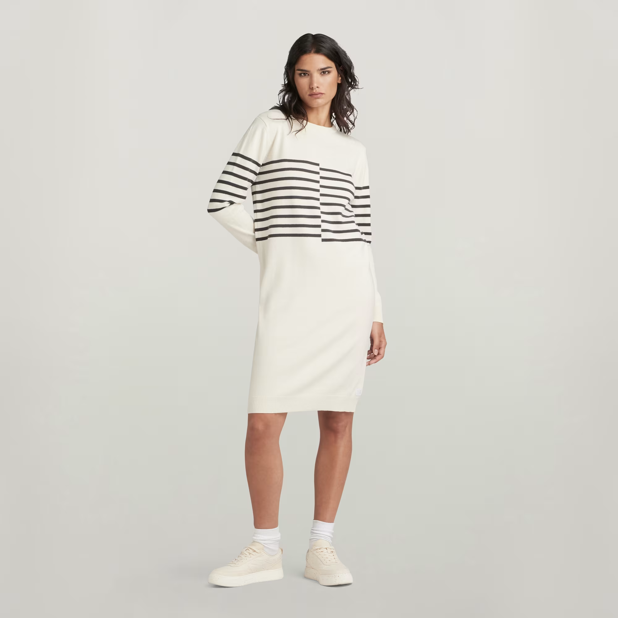 Broken Stripe Knitted Dress - Beige - Women, Dresses, G-Star RAW catalog