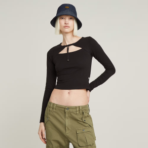Cropped Keyhole Slim Top - Black - Women, T-Shirts, G-Star RAW catalog