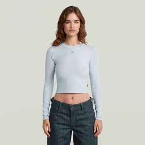 Cropped Mock Slim Top - Light blue - Women, T-Shirts, G-Star RAW catalog