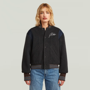 Cropped Varsity Bomber Jacket - Grey - Women, Jackets and Blazers, G-Star RAW catalog