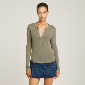 Deep V-Neck Slim Top - Green - Women, T-Shirts, G-Star RAW catalog
