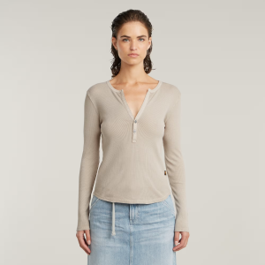 Deep V Slim Top - Beige - Women, T-Shirts, G-Star RAW catalog