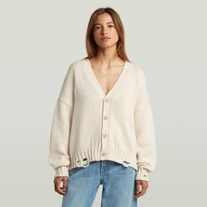 Distressed Cardigan Knit - White - Women, Knitwear, G-Star RAW catalog