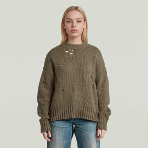 Drop Needle Loose Knit Pullover - Brown - Women, Knitwear, G-Star RAW catalog