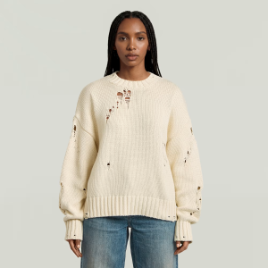 Drop Needle Loose Knit Pullover - White - Women, Knitwear, G-Star RAW catalog