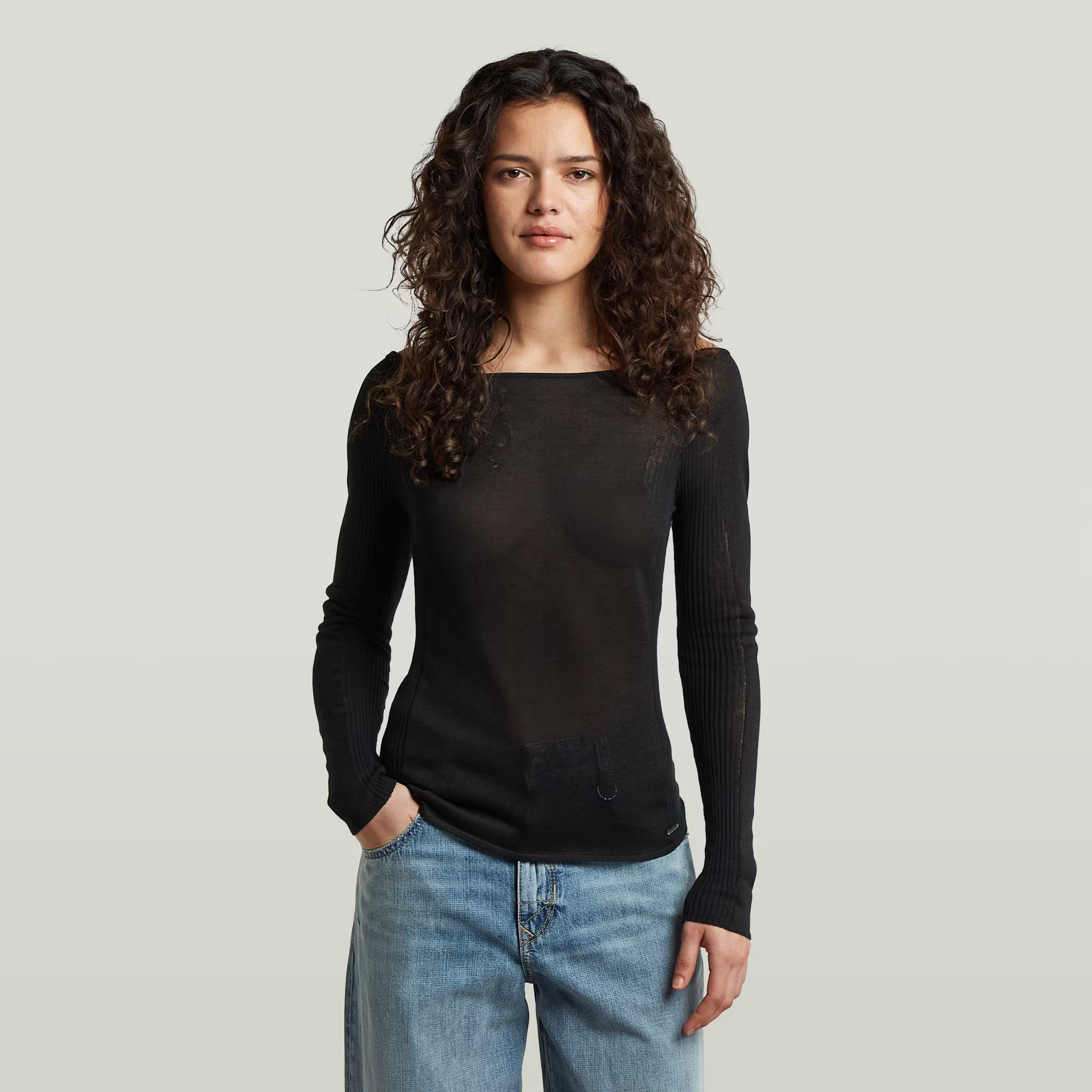 Engineered Sheer Slim Knit - Black - Women, Knitwear, G-Star RAW catalog