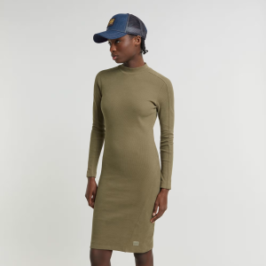Ergonomic Slim Rib Dress - Green - Women, Dresses, G-Star RAW catalog