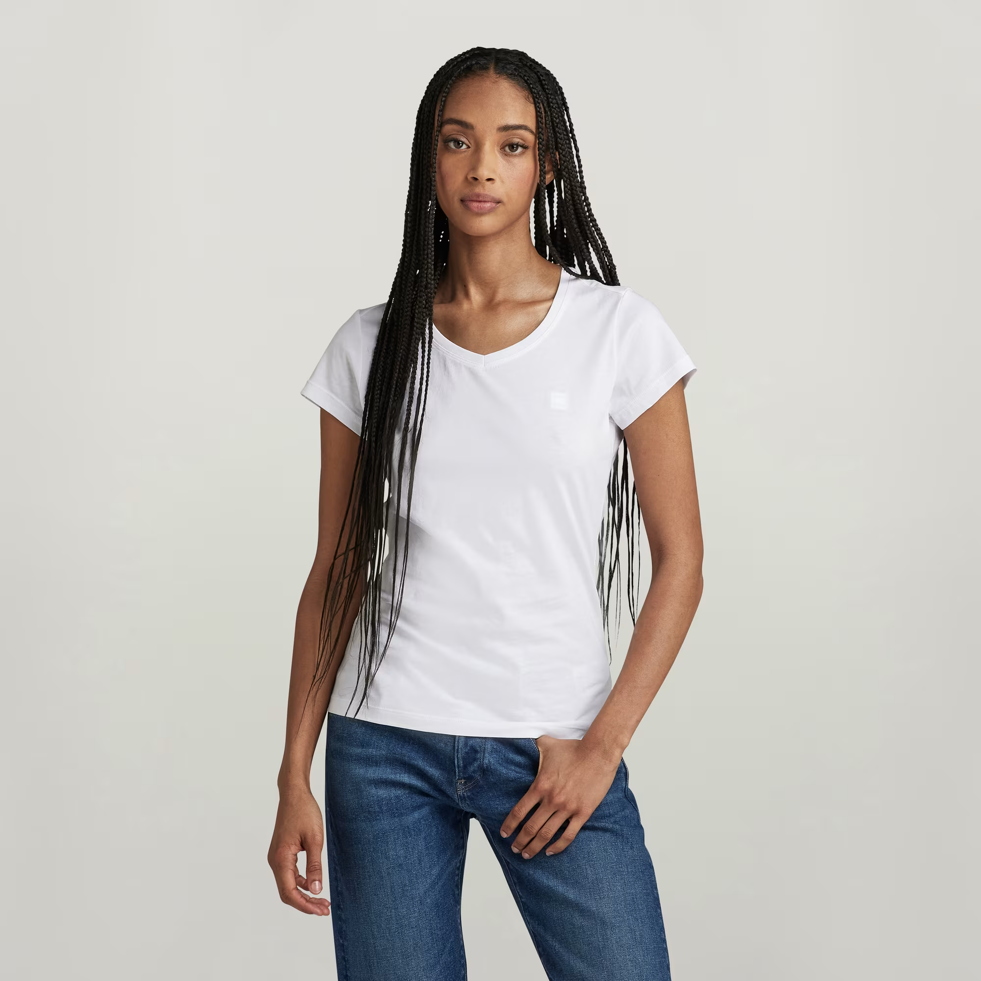 Eyben Slim V-Neck Top 2.0 - White - Women, T-Shirts, G-Star RAW catalog