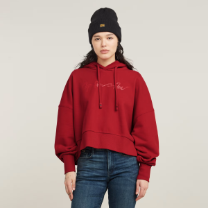 G-Script Oversized Hooded Sweater - Red - Women, Sweatshirts-Hoodies, G-Star RAW catalog