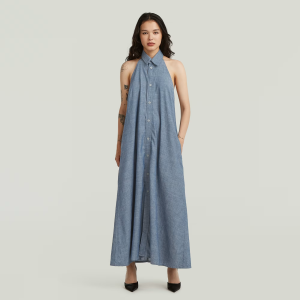 Halter Dress - Dark blue - Women, Dresses, G-Star RAW catalog