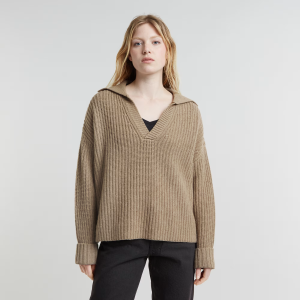 Heavy Knitted Loose Polo - Beige - Women, Knitwear, G-Star RAW catalog