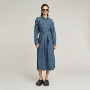 Long Tab Shirt Dress - Medium blue - Women, Dresses, G-Star RAW catalog