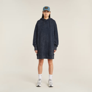 Loose Overdyed Hooded Sweater Dress - Dark blue - Women, Dresses, G-Star RAW catalog