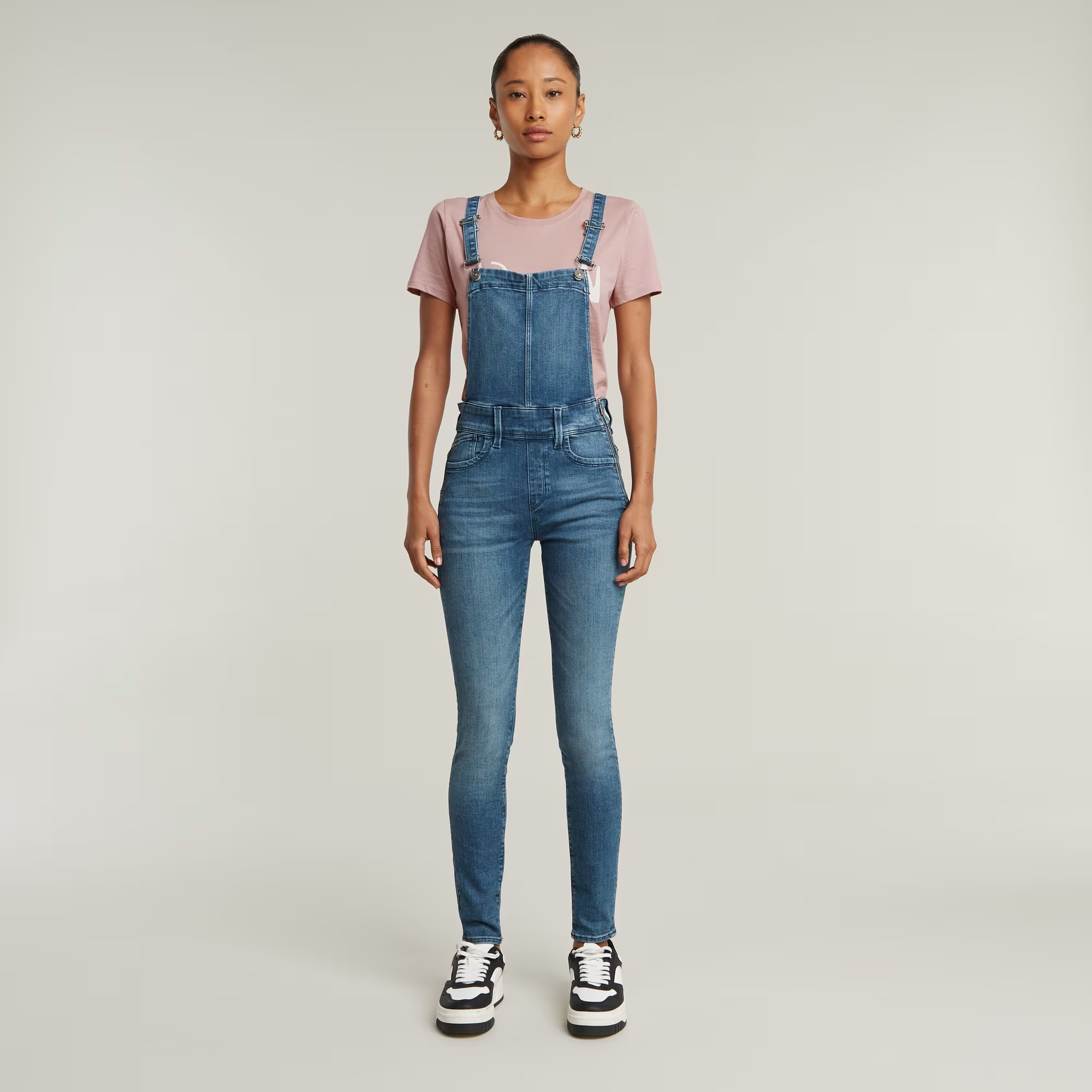 Lynn High Waist Skinny Overall - Medium blue - Women, Jumpsuits-Overalls, G-Star RAW catalog