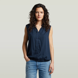 Mandarin Collar Sleeveless Top - Dark blue - Women, Shirts, G-Star RAW catalog