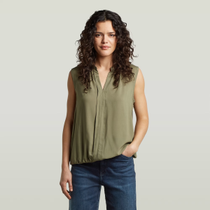 Mandarin Collar Sleeveless Top - Green - Women, Shirts, G-Star RAW catalog