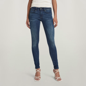 Midge Zip Mid-Waist Skinny Jeans - Dark blue - Women, Jeans, G-Star RAW catalog