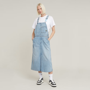 Midi Dungaree Dress - Light blue - Women, Dresses, G-Star RAW catalog