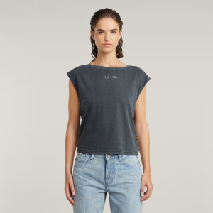 Mini G-Script Logo Overdyed Top - Grey - Women, T-Shirts, G-Star RAW catalog