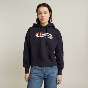 Old Skool Logo Loose Hoodie - Dark blue - Women, Sweatshirts-Hoodies, G-Star RAW catalog