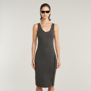 Overdyed Asymmetric Zip Dress - Black - Women, Dresses, G-Star RAW catalog