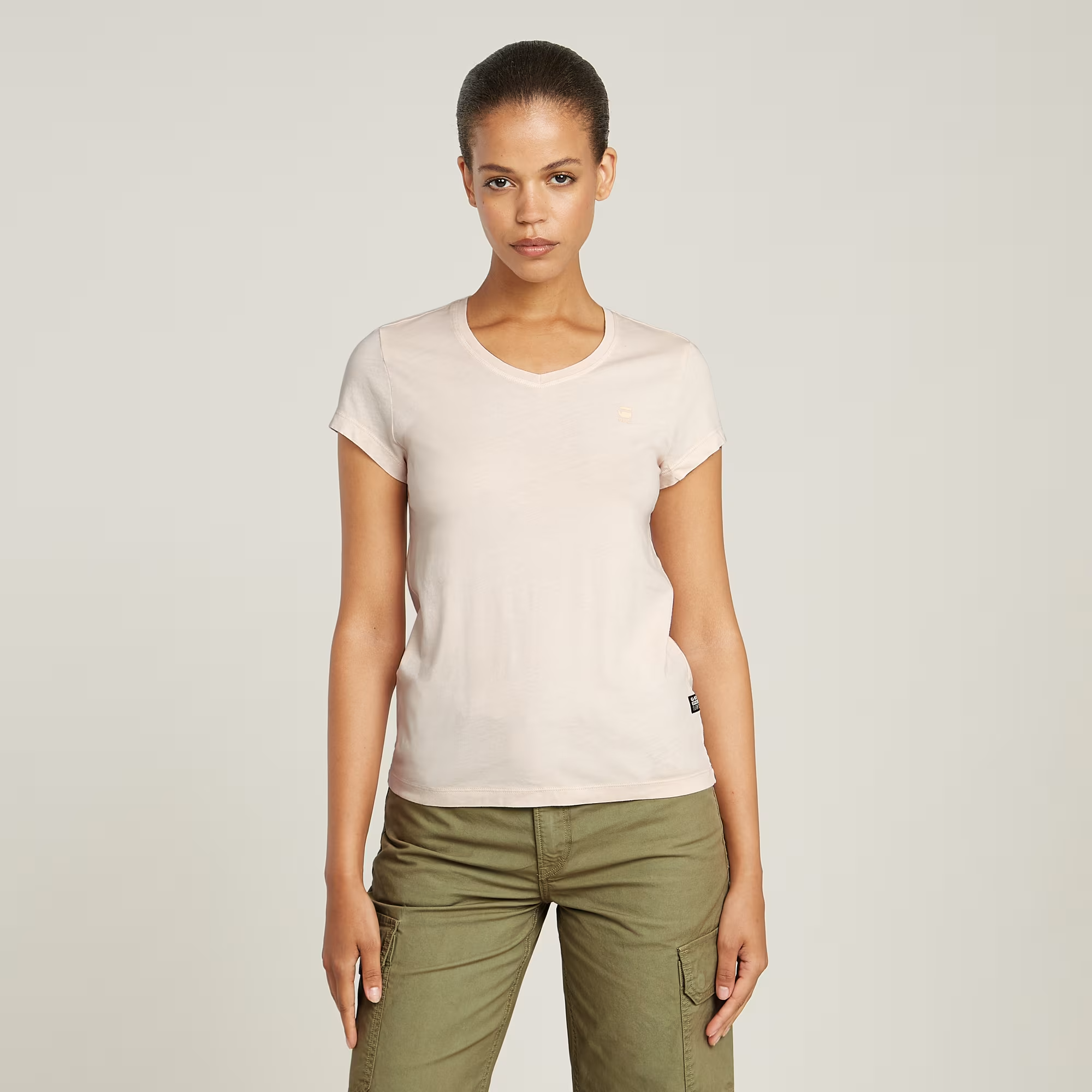 Overdyed Eyben Slim V-Neck Top 2.0 - Pink - Women, T-Shirts, G-Star RAW catalog