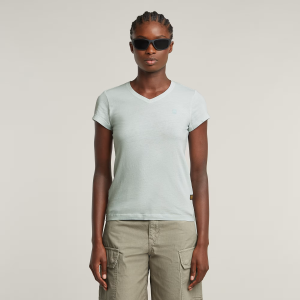Overdyed Eyben Slim V-Neck Top - Light blue - Women, T-Shirts, G-Star RAW catalog