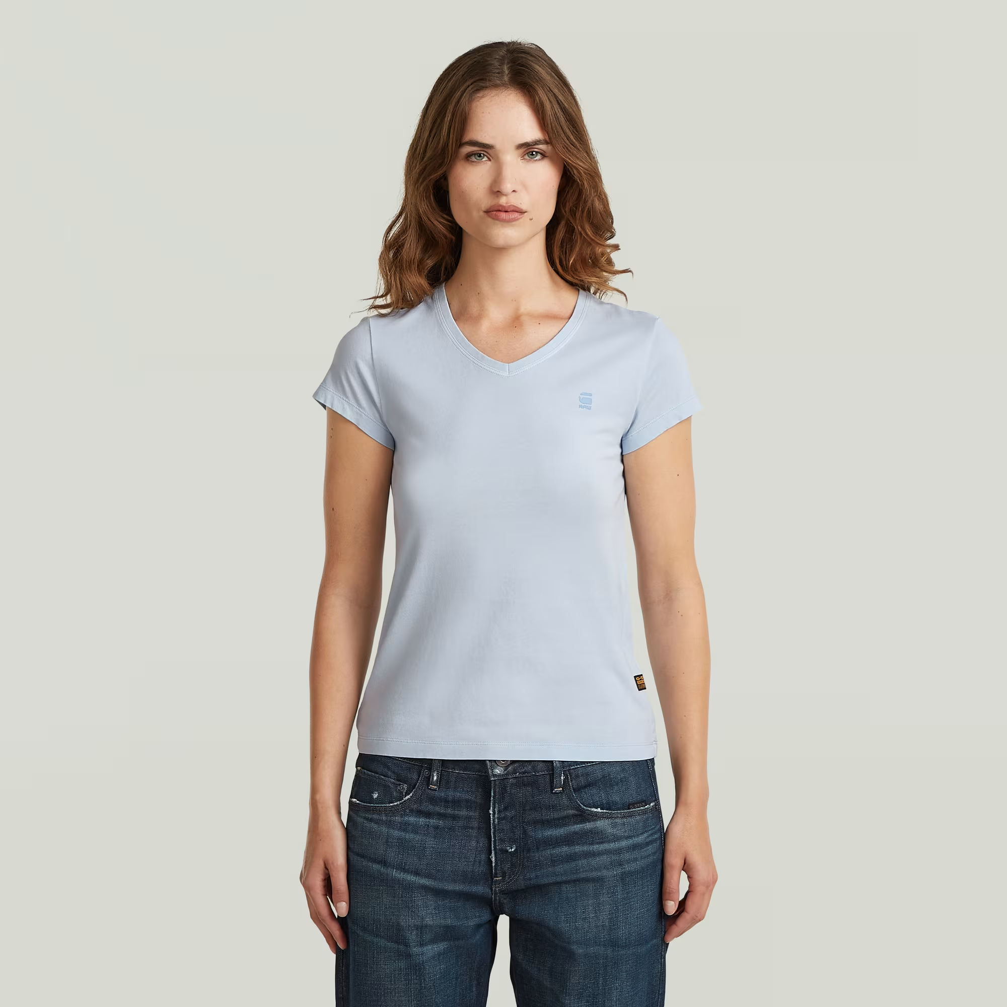 Overdyed Eyben Slim V T-Shirt 2.0 - Light blue - Women, T-Shirts, G-Star RAW catalog