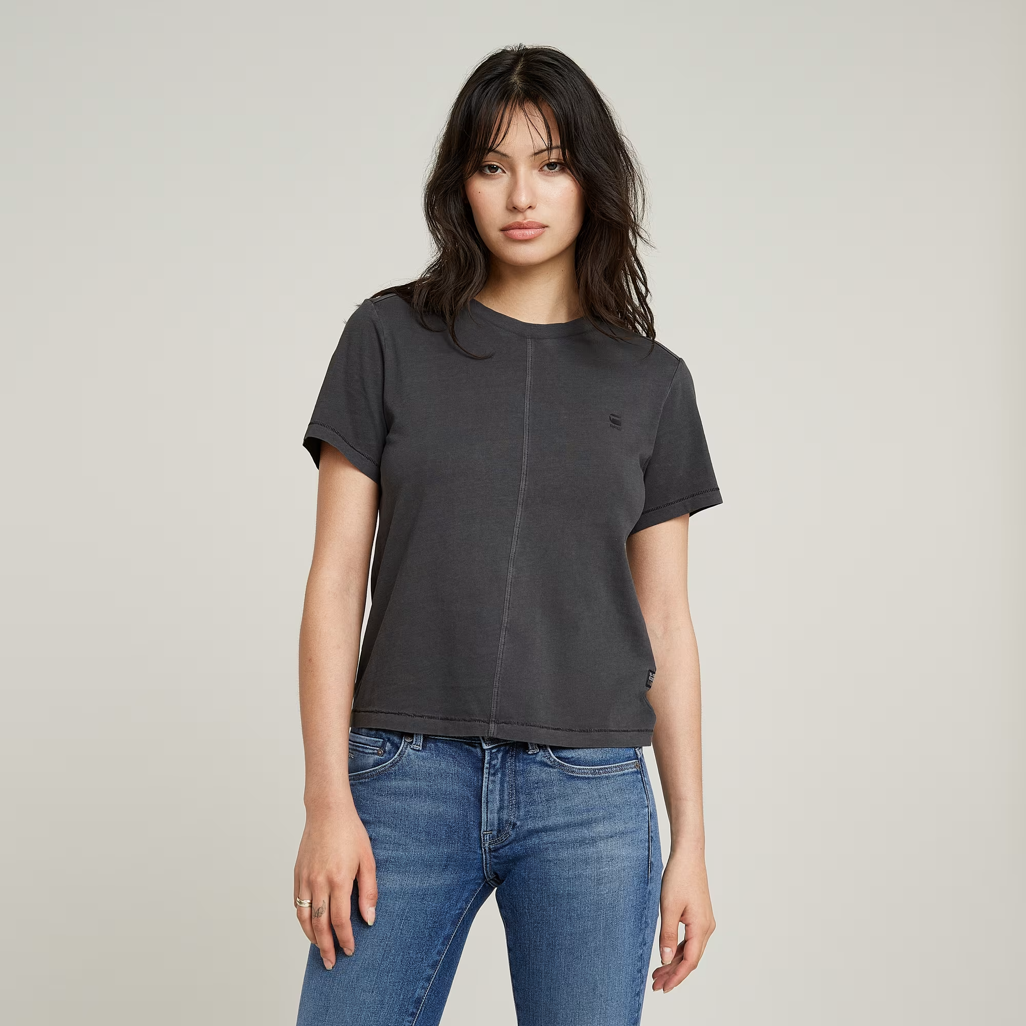 Overdyed Front Seam Top - Black - Women, T-Shirts, G-Star RAW catalog