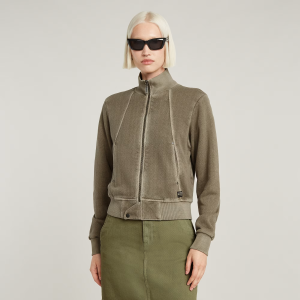 Overdyed Slim Track Sweater Jacket - Green - Women, Sweatshirts-Hoodies, G-Star RAW catalog