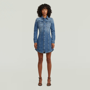 Pitched Hem Shirt Dress - Medium blue - Women, Dresses, G-Star RAW catalog