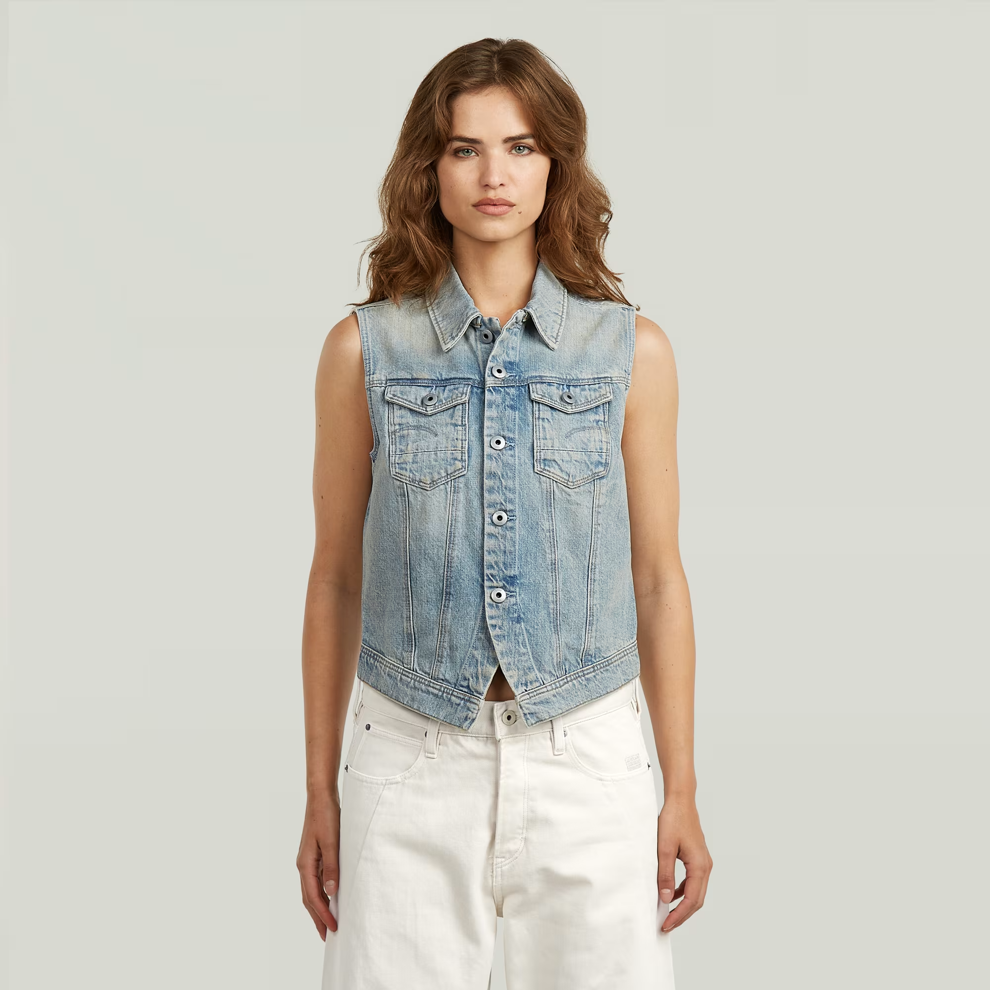 Pitched Hem Slim Vest - Light blue - Women, Jackets and Blazers, G-Star RAW catalog