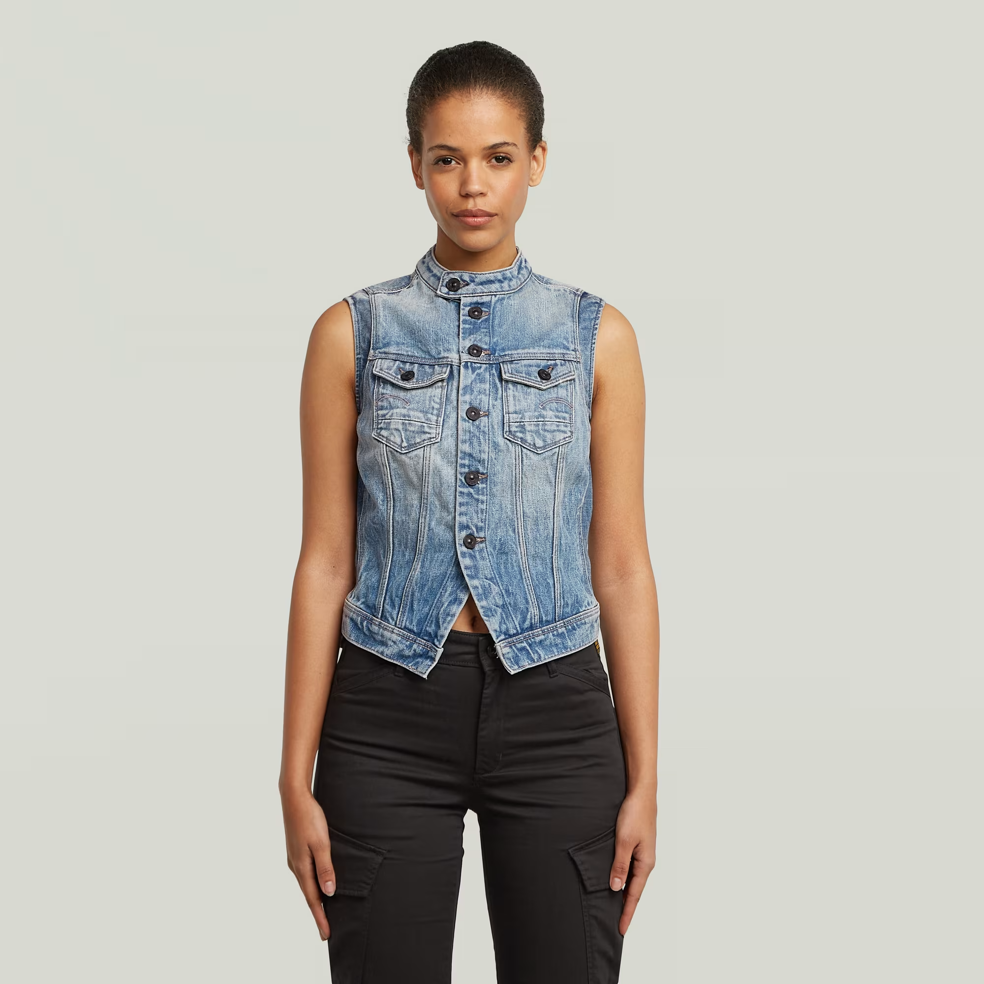 Pitched Hem Slim Vest - vintage cirrus blue - Women, Jackets and Blazers, G-Star RAW catalog