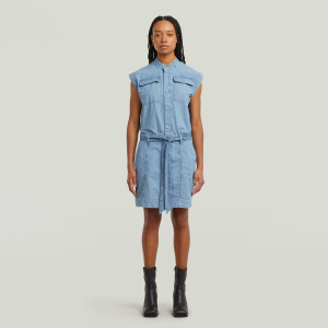 Pocket Dress - Light blue - Women, Dresses, G-Star RAW catalog