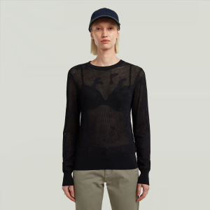 Pointelle Knit Pullover - Black - Women, Knitwear, G-Star RAW catalog