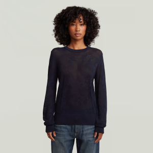 Pointelle Knit Pullover - Dark blue - Women, Knitwear, G-Star RAW catalog
