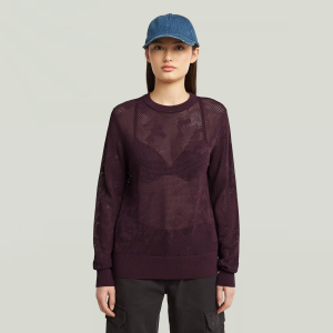 Pointelle Knit Pullover - Red - Women, Knitwear, G-Star RAW catalog