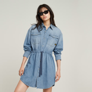 Relaxed Drawcord Denim Dress - Light blue - Women, Dresses, G-Star RAW catalog